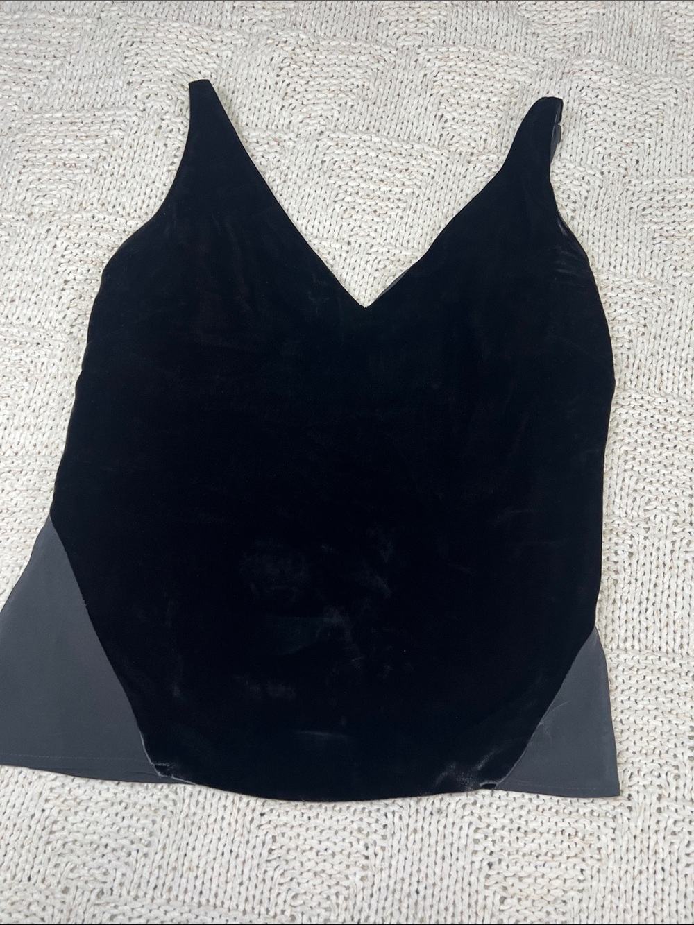 J Brand Black Velvet V-Neck Camisole with sheer back